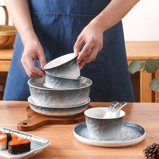 Tableware Bowl Household Combination Simple Personality Creative Single Soup Bowl Rice Bowl Dinner Plate Fish Plate Flavored Plate Soup Spoon